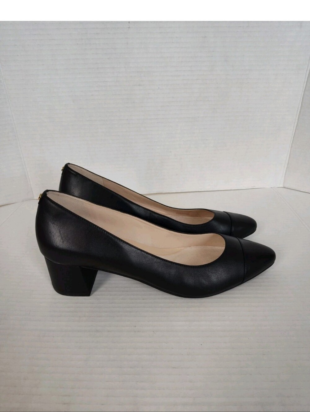 Cole Haan The Go-To Pump Block Heel Shoes Black Leather Womens size 10